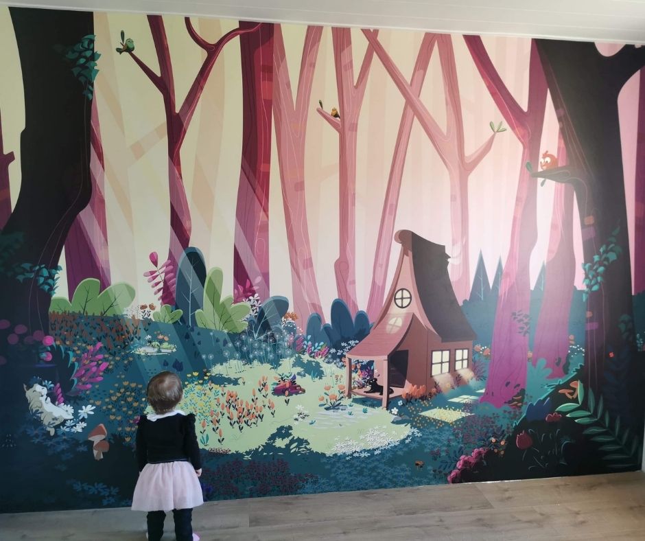 Papier peint personnalisé chambre enfant fille illustration lisière