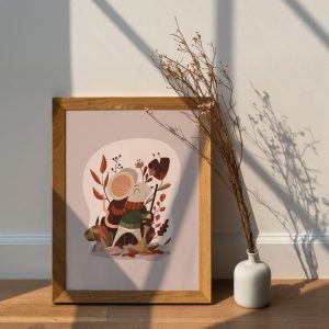 Affiche-murale-illustrée-thème-animalier-souris-chambre-enfant-bébé-A5-A4