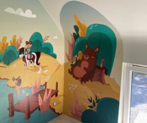 Papier Peint chambre enfant thème animalier ours nature