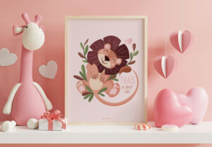 Affiche personnalisée prénom thème lion
