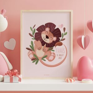 Affiche personnalisée prénom thème lion