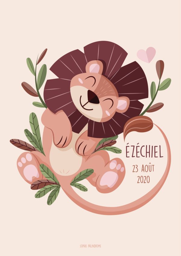 AFFICHE PRENOM LION PERSONNALISEE Shop Sophie Palindrome