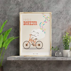 Affiche décorative illustration hello bonheur