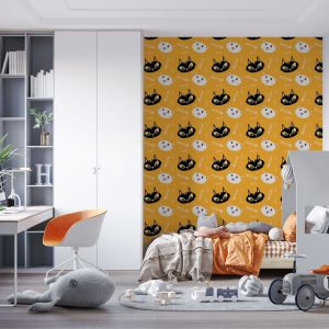 Décoration murale motifs chats papier peint chambre enfant