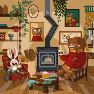 Illustration jeunesse Lapin et ours